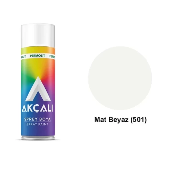 Akçalı Sprey Düz Renk 501 Mat Beyaz 400 ml
