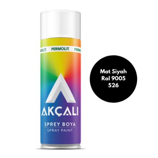 Akçalı Sprey Düz Renk 526 Mat Siyah 400 ml