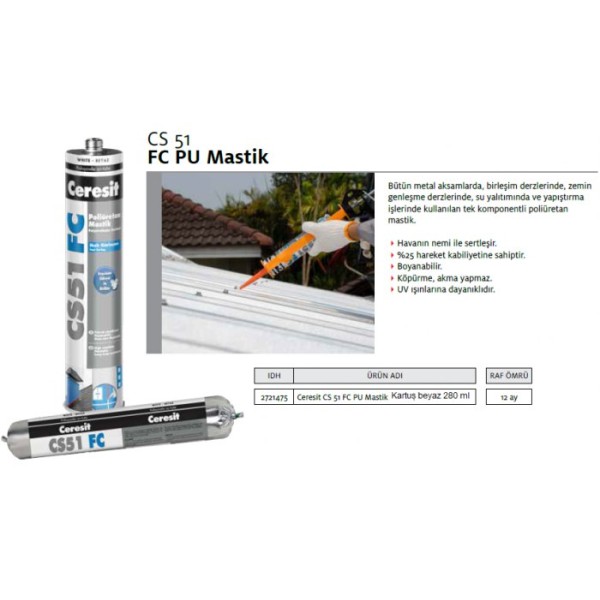 Ceresit CS51 PU Mastık 280 ml Beyaz *12 2721475
