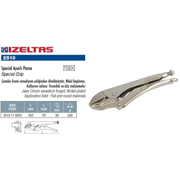 İzeltaş Special Ayarlı Pense 250 mm (2510110250)
