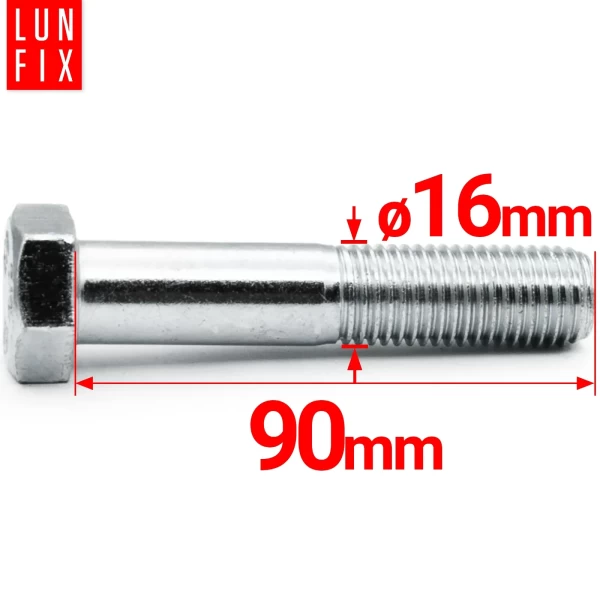 M16*90 Altı Köşe 8.8 Çelik Cıvata DIN 931 Beyaz