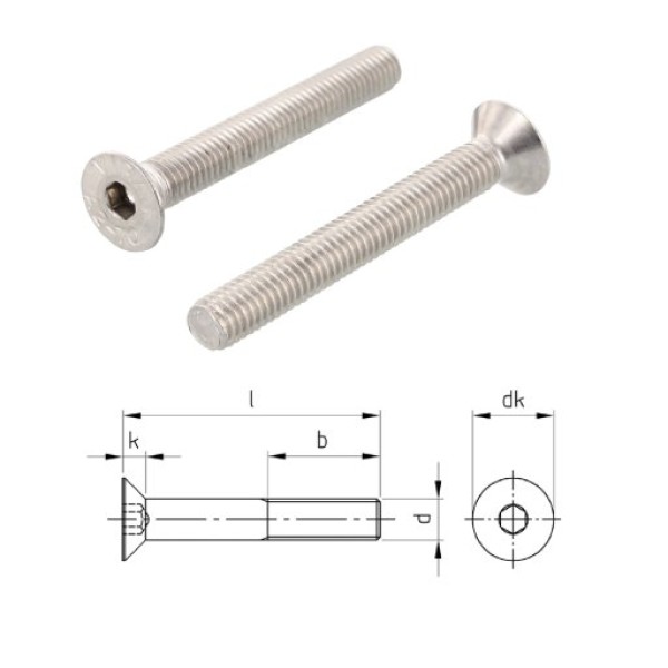 M8*50 HB İnox İmbus Cıvata DIN 7991 A2
