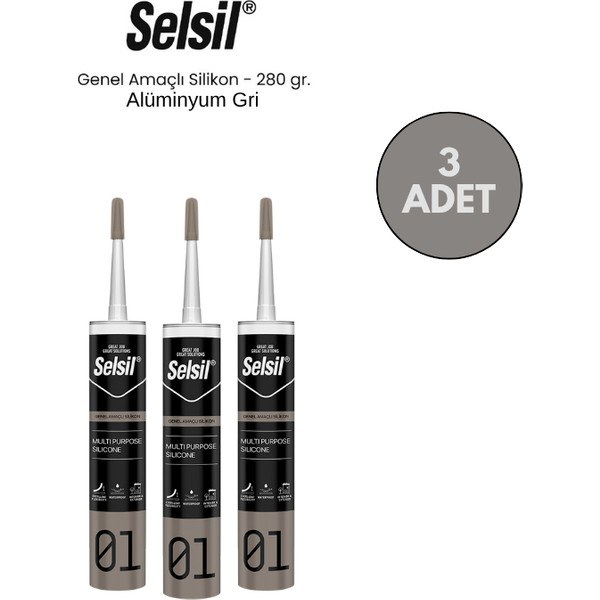 Selsil Silikon Alüminyum Gri 280 ml