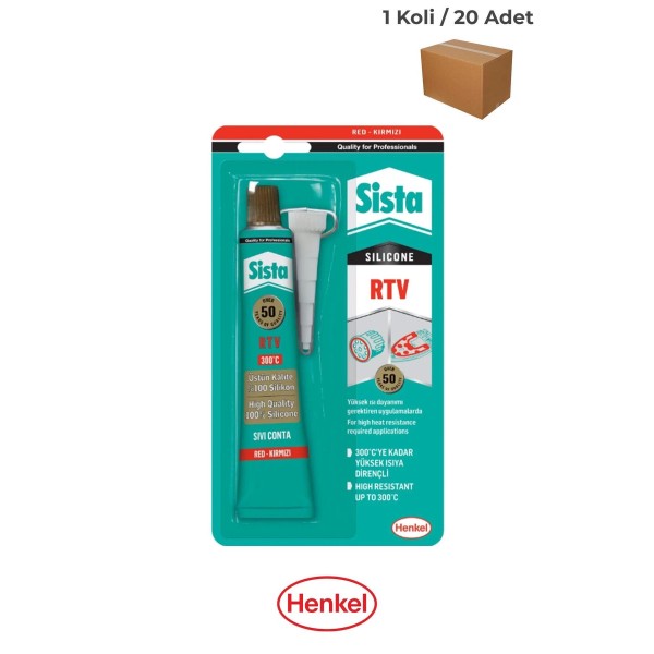 Sista RTV Silikon-Sıvı Conta Kırmızı 50 gr Tüp Blister *20